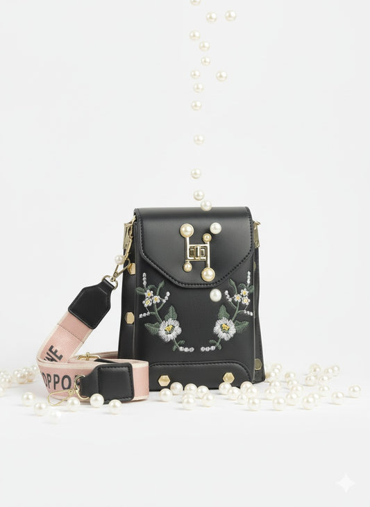 Pearl Bloom Embroidered Sling Bag