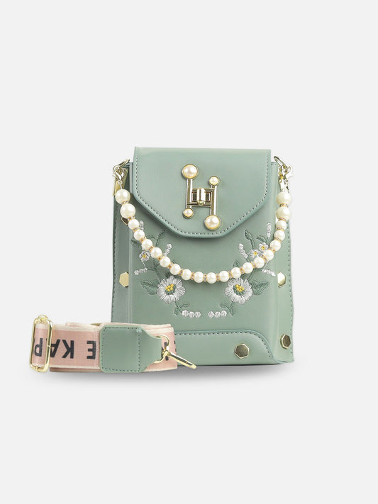 Pearl Bloom Embroidered Sling Bag