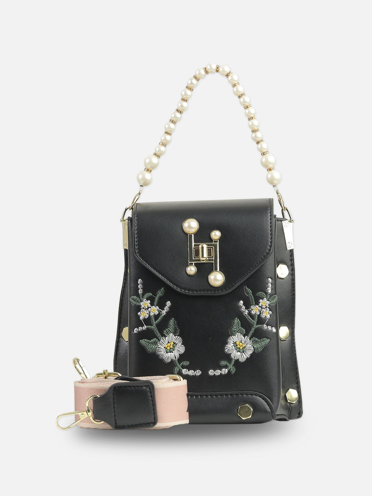 Pearl Bloom Embroidered Sling Bag