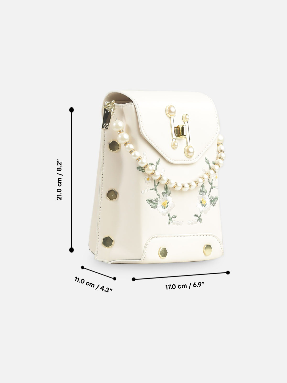 Pearl Bloom Embroidered Sling Bag