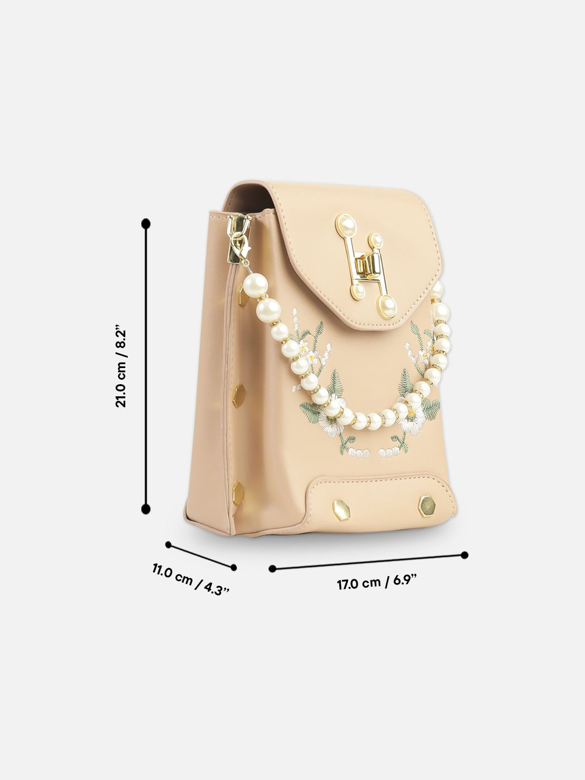 Pearl Bloom Embroidered Sling Bag