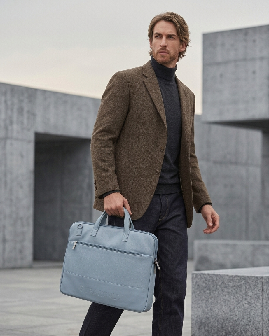 Croco Texture Laptop Bag with Utility Pouch