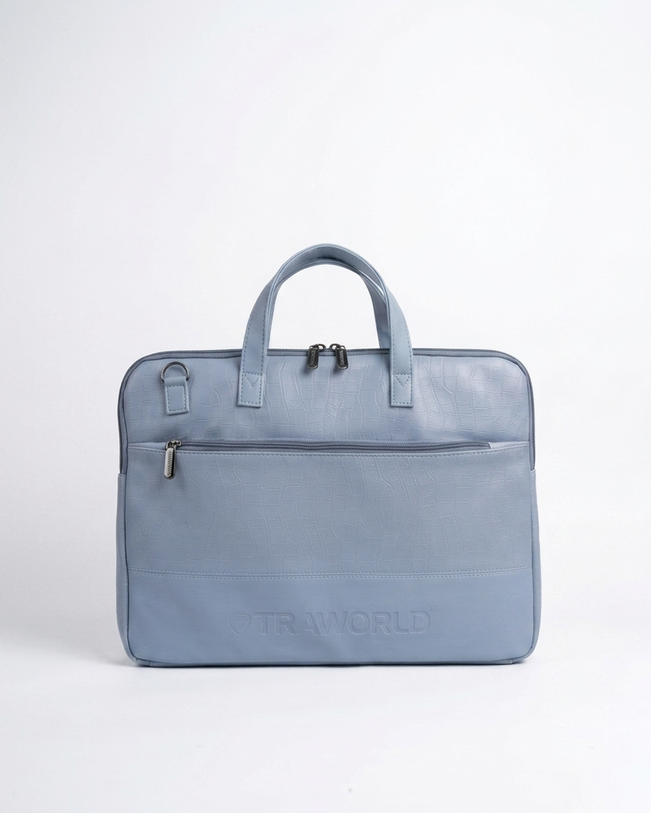 Croco Texture Laptop Bag with Utility Pouch