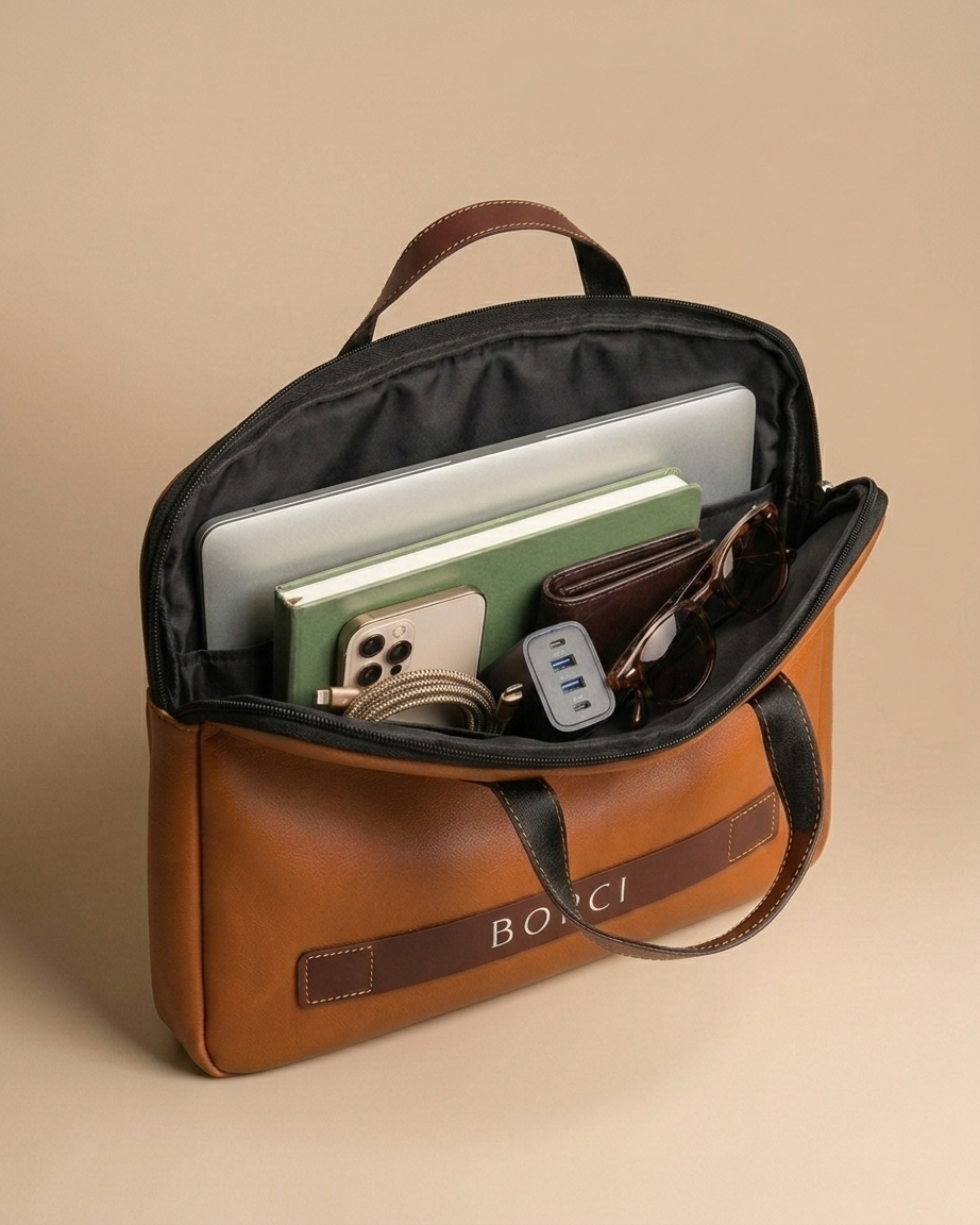 Elvaro Classic Tan Laptop Carry Bag